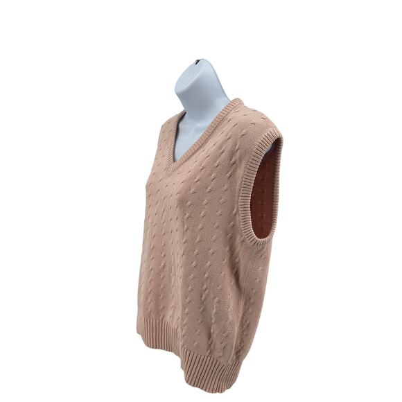 VTG Nordstrom Sweater Vest WMNS Large Pink V-Neck Sleeveless 100% Cotton Preppy - Picture 3 of 6